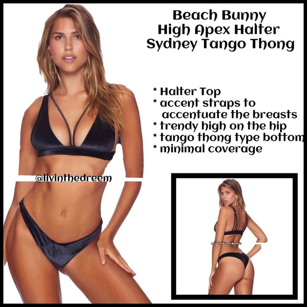 Beach Bunny High Apex Halter Top And Sydney Tango Thong Bottom XL/L Set $230